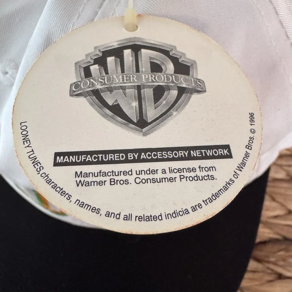 Vintage 90's Looney Tunes Marvin The Martian elastic band hat white/black adult - Picture 3 of 8